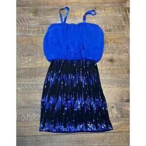 Dots Blue & Black Sequin Formal Dress Size Medium Formal Short Dress